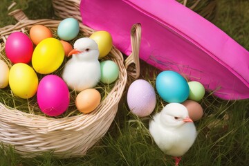 Fototapeta na wymiar A Playful Easter Picnic with the Sweet Companion
