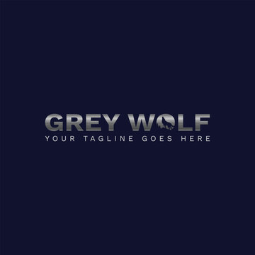Grey Wolf Logo with Silver Metal Color Effect 