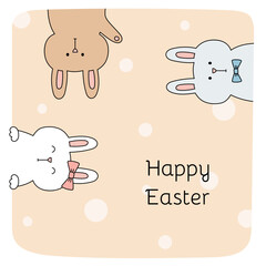Easter greeting card with cute bunnies. Template for postcard, greeting card, invitation, poster, banner