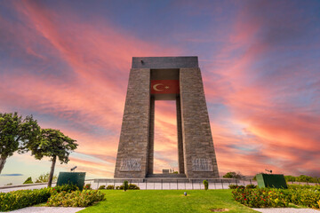 The Canakkale Martyrs Memorial is a war memorial commemorating the service of about Turkish soldiers who participated at the Battle of Gallipoli. - obrazy, fototapety, plakaty