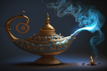 Genie from the lamp, Genie coming out of the magic lamp, Generative AI