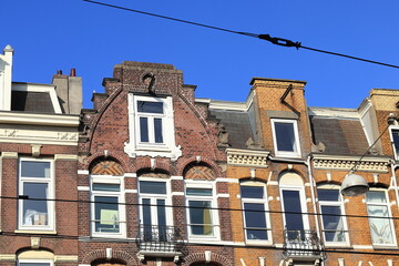 Fototapeta na wymiar Amsterdam Rozengracht Street Brick Building Facades Close Up, Netherlands