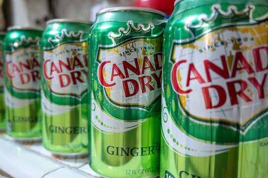Rows of Canada Dry Ginger Ale cans.