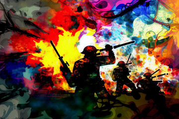 abstract colorful war background of emotions, Generative AI