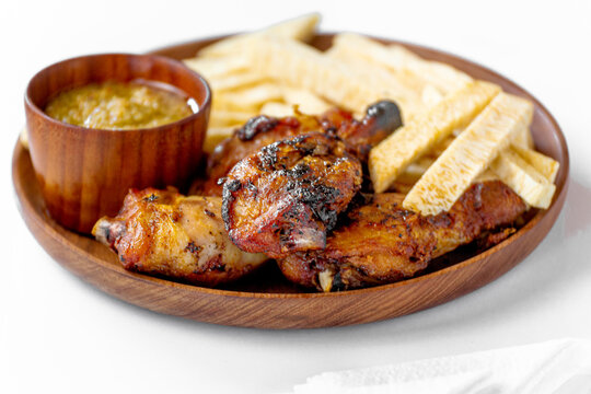 grilled chicken wings with vegetables