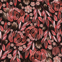 Acrylic floral seamless pattern. Peony pattern - 572719170