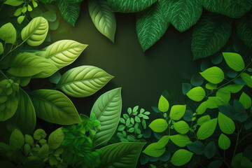 Natural green leaf, Fresh green tree leaves under sunlight Generative AI