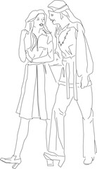  Sketch vector illustration of female best friend couple