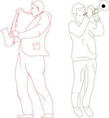 Vector sketch illustration of orchestral classical music performers