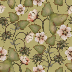Digital floral seamless pattern. Strawberry pattern - 572720931