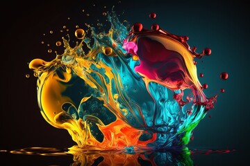 A River of Color: An Abstract Background of Paint in Moving Water - Generative AI