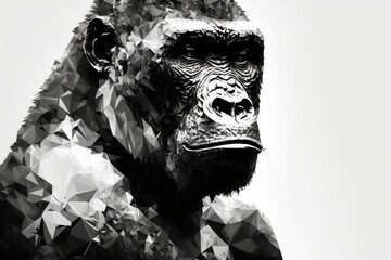 The Power of Polygons: An Artistic Image of a Black and White Geometric Gorilla - Generative AI