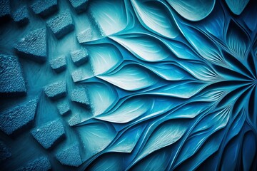 An Abstract Adventure in Blue: A Beautiful Decorative Texture on a Wall Background - Generative AI