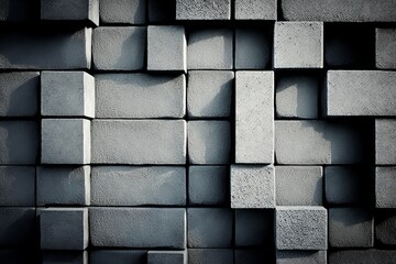 Industrial Chic: Gray Concrete Block Wall Background - Generative AI