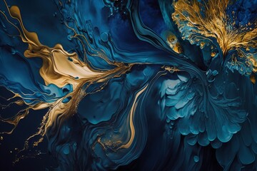 A Luxurious Symphony of Color: High-Resolution Abstract Fluid Art Painting - Generative AI