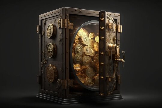 Safe Haven: A Picture of Gold Coins Locked Away in Safety - Generative AI