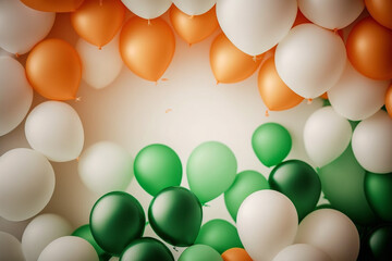 St. Patrick's Day Balloon Background - A festive background with green, white, and orange balloons - Generative AI technology