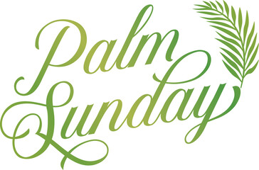 Palm Sunday Leaf and Text Holiday Theme Illustration
