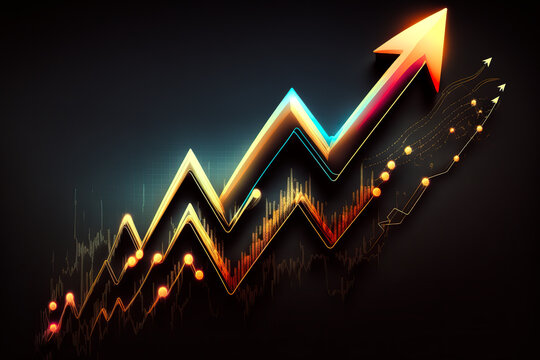 futuristic colourful growing business stocks arrow graph	
