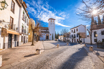 Ancient square in historic Albayzin neighbourhood of Granada