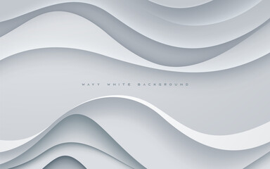 Wavy white overlaping layers abstract background