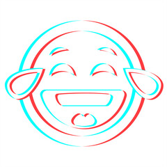 Cartoon smile emoticon symbol, icon in 3d effect with blue and red color