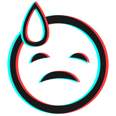 Cartoon smile emoticon symbol, icon in 3d effect with blue and red color