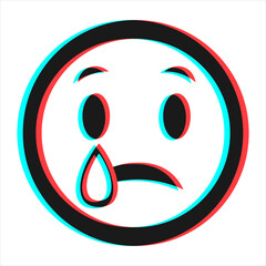 Cartoon smile emoticon symbol, icon in 3d effect with blue and red color