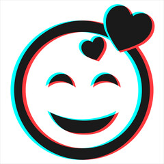 Cartoon smile emoticon symbol, icon in 3d effect with blue and red color