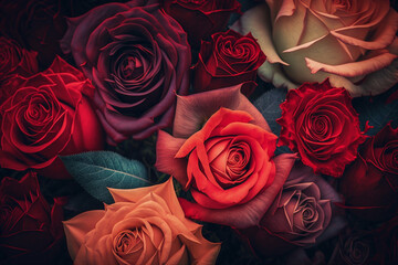 red roses background, Generative AI