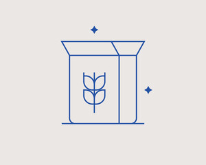 Geometric grain flakes illustration. Vector  food  for dinner and breakfast icon in flat design art. Trend blue color 