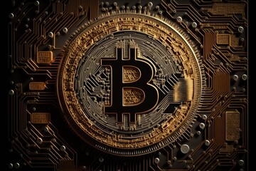 Fototapeta na wymiar Bitcoin is a cryptocurrency scheme technical background. Btc coin.