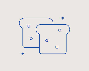 Geometric bread  illustration. Vector bread  icon in flat design art. Trend blue color 