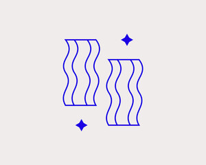 Geometric pork with symbols illustration. Vector meat food  icon in flat design art. Trend blue color 