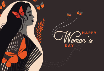 Obraz na płótnie Canvas Women's day background cards for banner perfect for design vector, flat minimalist.