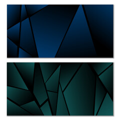 Abstract polygonal pattern. Set of two dark gradient polygonal backgrounds. Background design, cover, postcard, banner, wallpaper