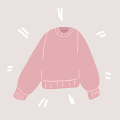 Vector illustration of a cozy warm sweater. Womens hoody