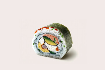 Realistic Futomaki Isolated in White Background Generative AI