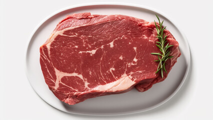 Fototapeta premium A Cut Above the Rest Discover the Irresistible Quality of Our Fresh and Juicy Raw Beef Steak - Top View for an Up-Close Look