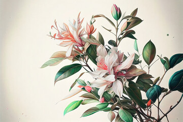 Fototapeta na wymiar Rhododendron Flowers, Illustration, Generative AI