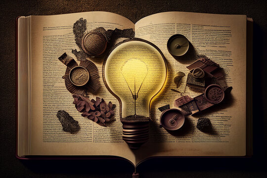 New ideas presented as a light bulb. Searching for knowledge and set goals Generative AI