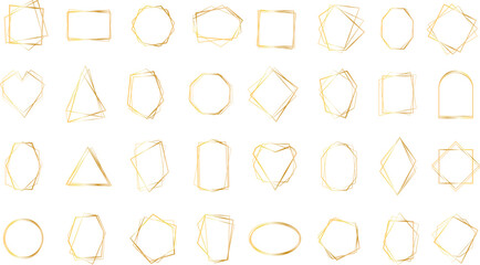  Set of geometric gold frame isolated on white.Golden Geometrical frames.Simple abstract golden frames.Set of luxury gold frames collection.Luxury gold borders for wedding invitation elements. © Tally 18