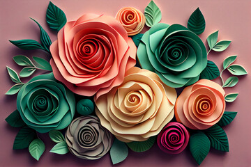 Paper floral pastel color background Generative AI
