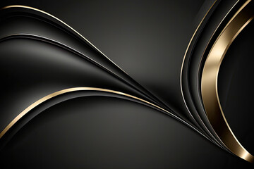 Elegant curved metallic background,minimal black and gold luxury background, dark wallpaper