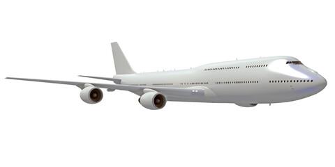 Aircraft 3D rendering airplane on white background