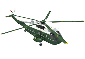 Helicopter 3D rendering on white background