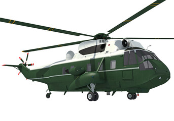 Helicopter 3D rendering on white background