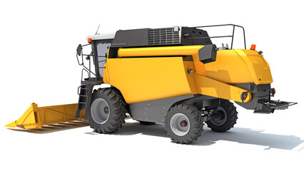 Farm Combine Harvester 3D rendering on white background