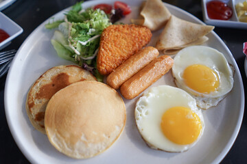 English big breakfast close up