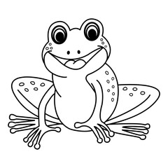Cute Cartoon Frog for Coloring Page. Vector Illustration of Funny Green Frog